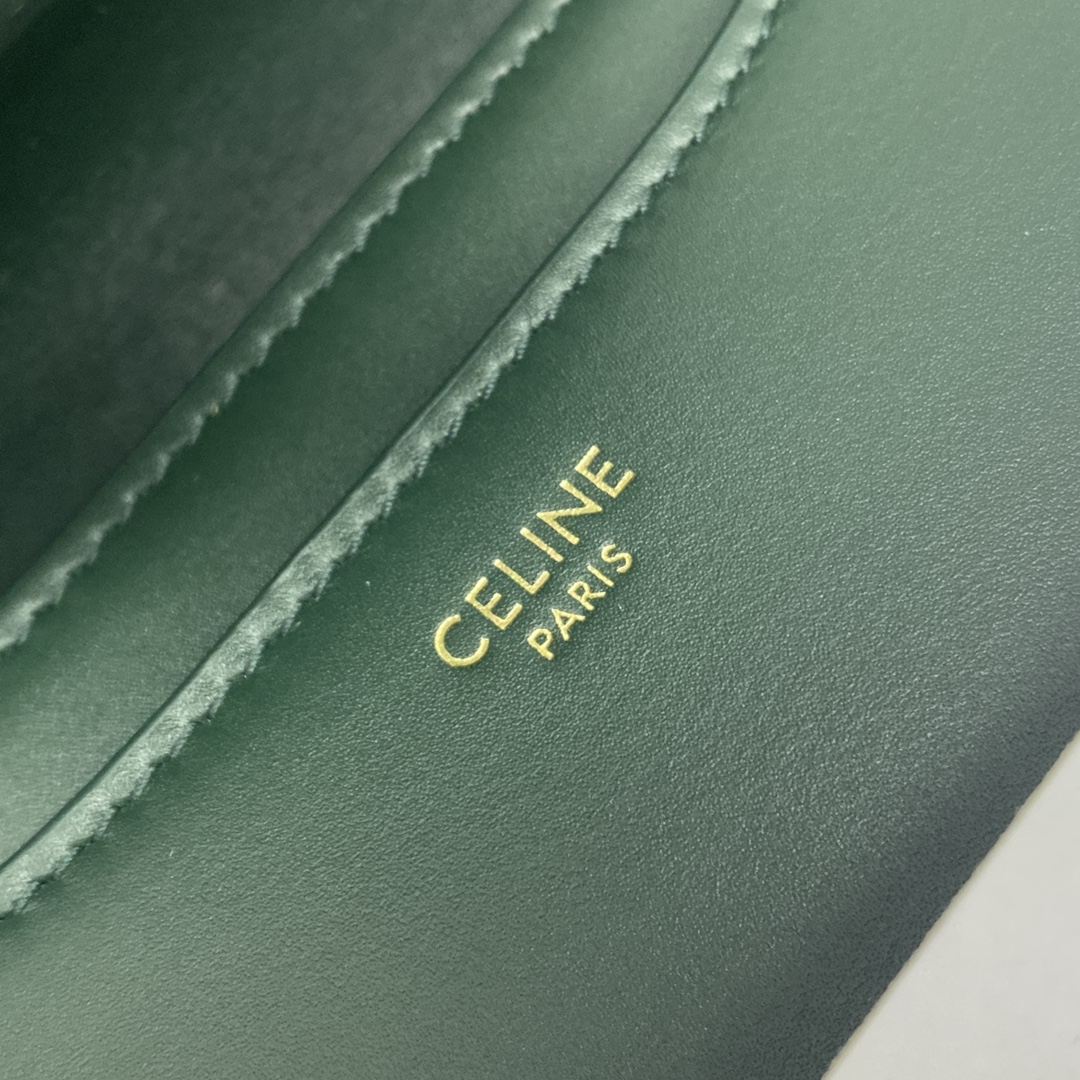 Celine Besace 16 Satinated Calfskin Shoulder Bag Green 188013